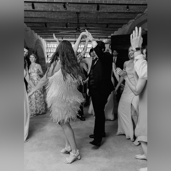 Nadine Merabi Lottie White Beaded Feather Fringe Mini Dress Size S/M/6 - Picture 14 of 16